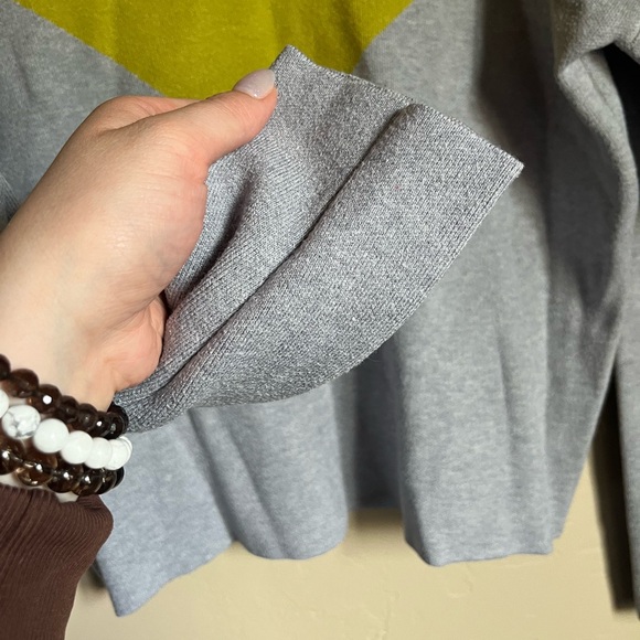 Color block high neck/Turtle neck Sweater lime/grey - Picture 6 of 7